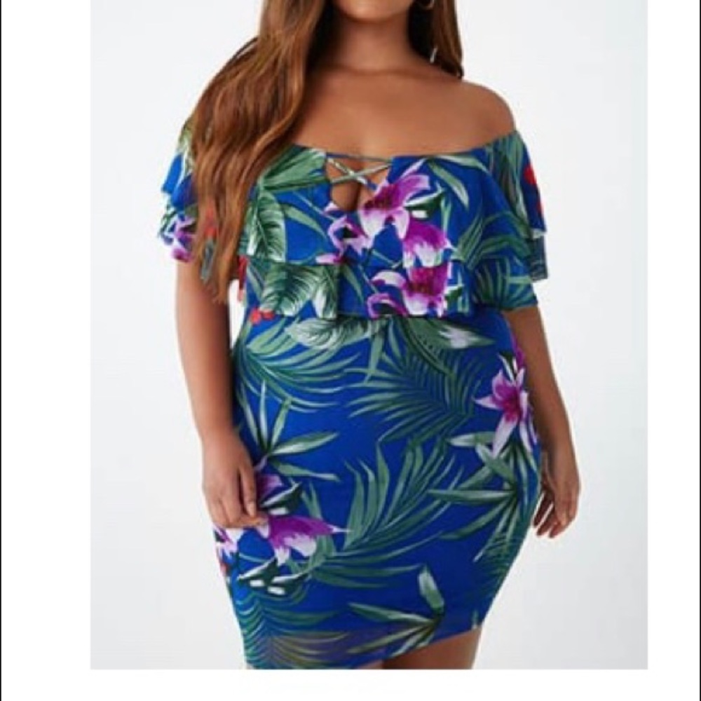 Plus size floral off the shoulder